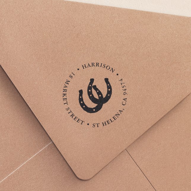 Lucky Horseshoes Round Return Address Self-inking Stamp (Creator Uploaded)