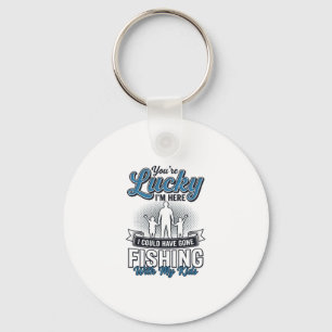 Lucky Im Here Family Fishing Vintage Shirt Design Key Ring