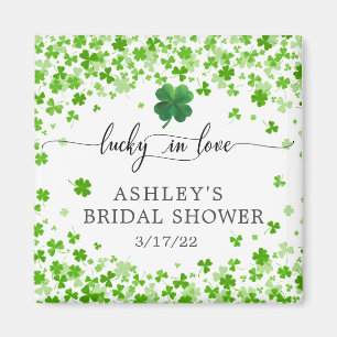 Lucky in Love 4 Leaf Clover Bridal Shower Favour  Magnet
