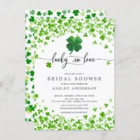 Lucky in Love 4 Leaf Clover Bridal Shower  Invitat