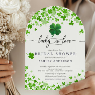 Lucky in Love 4 Leaf Clover Bridal Shower  Invitat Invitation