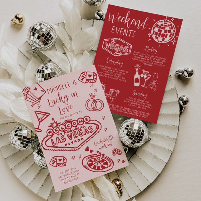 Lucky In Love Bachelorette Weekend Itinerary Party Invitation (Creator Uploaded)