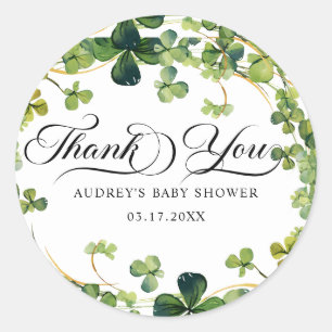 Lucky in Love Bridal Shower Green Shamrock  Classic Round Sticker