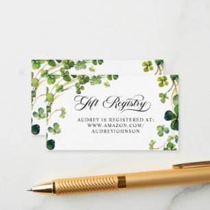 Lucky in Love Bridal Shower Green Shamrock  Enclosure Card