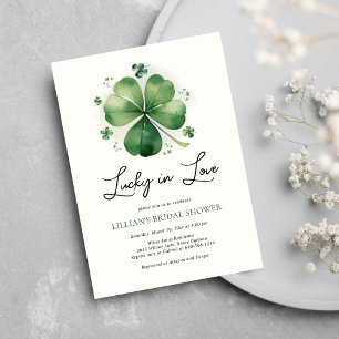 Lucky in Love Bridal Shower  Green Shamrock Invitation