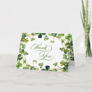 Lucky in Love  Bridal Shower Green Shamrock Thank You Card