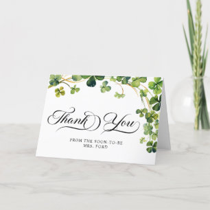 Lucky in Love Bridal Shower Green Shamrock  Thank You Card