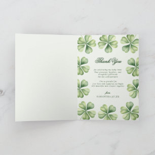 Lucky in Love Bridal Shower Green Shamrock  Thank You Card