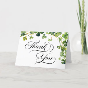 Lucky in Love Bridal Shower Green Shamrock  Thank You Card