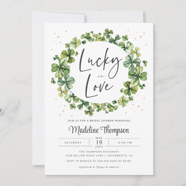 Lucky in Love Bridal Shower Invitation (Front)