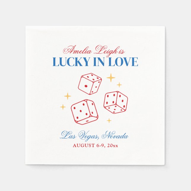Lucky In Love Casino Bachelorette Weekend Napkin (Front)