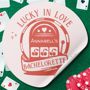 Lucky in Love Casino Hand Drawn Vegas Bachelorette Classic Round Sticker
