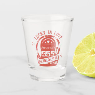 Lucky in Love Casino Hand Drawn Vegas Bachelorette Shot Glass