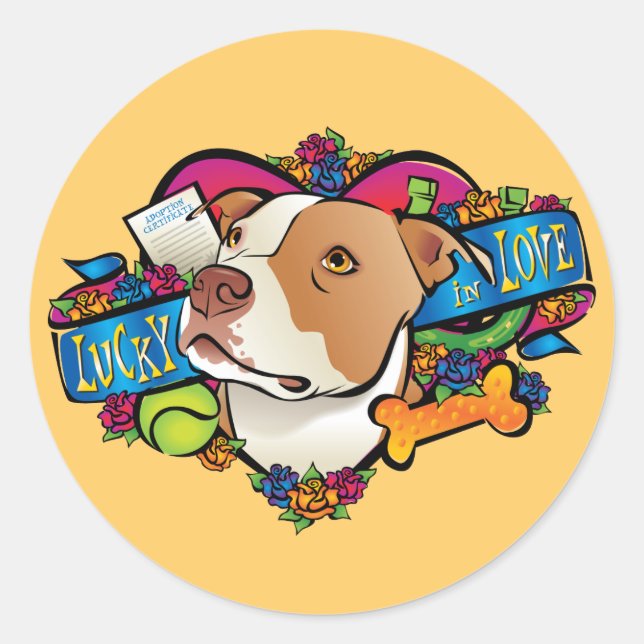 Lucky in Love Classic Round Sticker (Front)