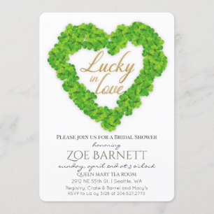 Lucky In Love Clover Bridal Shower Invitation