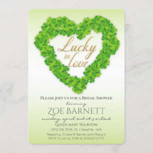 Lucky In Love Clover Bridal Shower Invitation