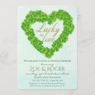 Lucky In Love Clover Couples Shower Invitation