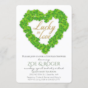 Lucky In Love Clover Couples Shower Invitation