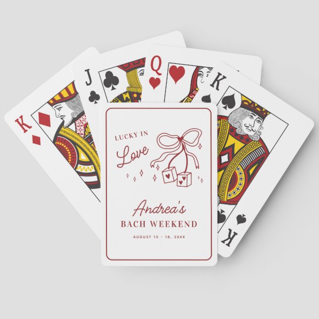 Lucky in Love Dice Bow Casino Vegas Bachelorette Playing Cards (Back)