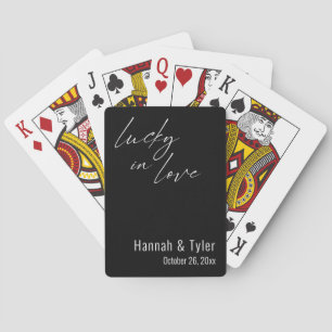 Lucky in Love Elegant Black Wedding Favours Playing Cards