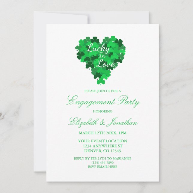 Lucky In Love Engagement Party Invitation (Front)