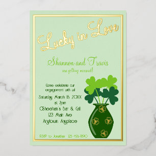 Lucky in Love Engagement Wedding Foil Announcement