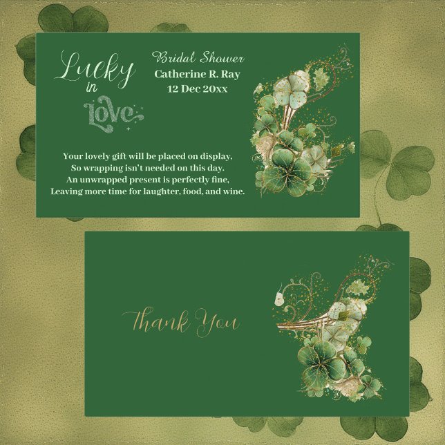  Lucky in Love Golden Green Shamrock Bridal Shower Enclosure Card (Lucky in Love Golden Green Shamrock Bridal Shower Enclosure Card)