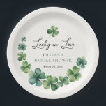 Lucky in Love Green Shamrock Bridal Shower  Paper Plate<br><div class="desc">Lucky in Love Green Shamrock Bridal Shower Paper Plates. Matching items available.</div>