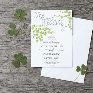 Lucky in Love Green Shamrock Wedding Invitation