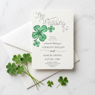 Lucky in Love Green Shamrock Wedding Invitation