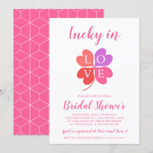 Lucky In Love Heart Shamrock Bridal Shower Invitation
