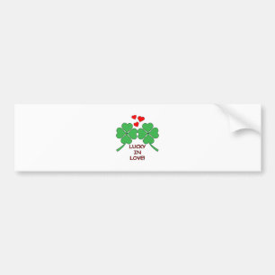 Lucky In Love Hearts Clover Bumper Sticker