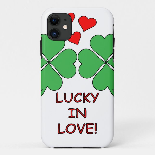 Lucky In Love Hearts Clover Case-Mate iPhone Case (Back)