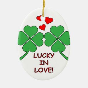 Lucky In Love Hearts Clover Ceramic Tree Decoration