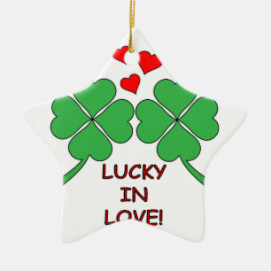 Lucky In Love Hearts Clover Ceramic Tree Decoration