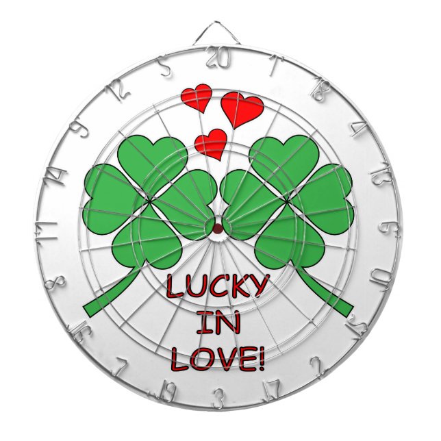 Lucky In Love Hearts Clover Dartboard (Front)