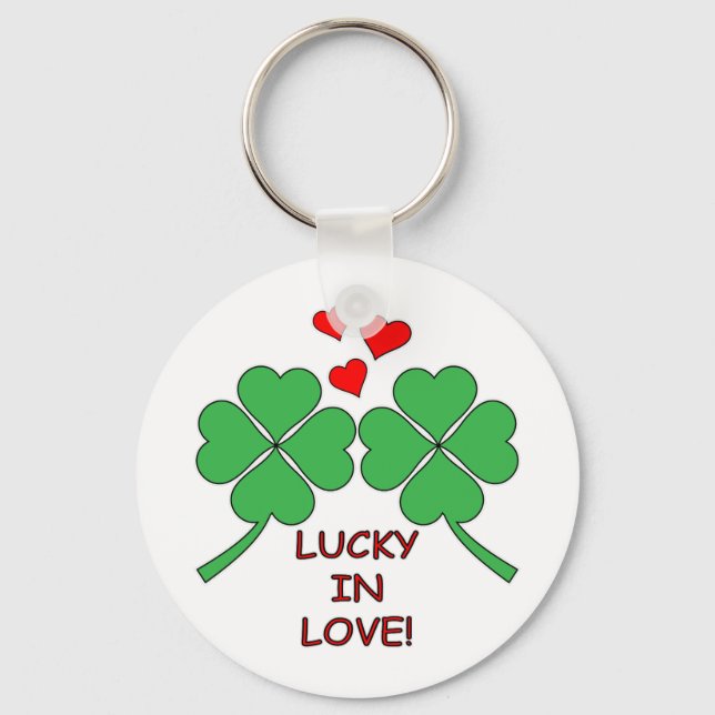 Lucky In Love Hearts Clover Key Ring (Front)