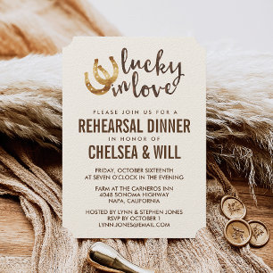 Lucky in Love Horseshoe Rehearsal Dinner Invitation