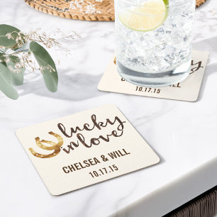 Lucky in Love Horseshoe Wedding Coasters
