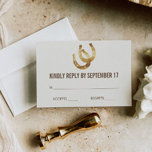 Lucky in Love Horseshoe Wedding RSVP Response Card