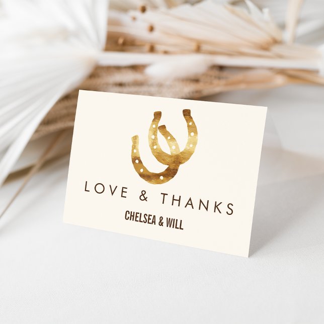Lucky in Love Horseshoe Wedding Thank You Cards (Creator Uploaded)