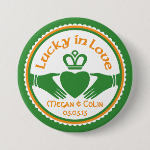 Lucky in Love Irish Claddagh Wedding 7.5 Cm Round Badge