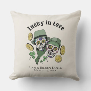 Lucky In Love Irish Sugar Skulls Newlywed Cushion