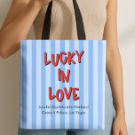 Lucky in Love Las Vegas Bachelorette Tote Bag<br><div class="desc">A Lucky in Love theme tote is a must-have for your Las Vegas celebration. Shout it in a bold font and personalise it with a name, location, or date. Ideal for gifting, and group photos. || Click on "personalise this design" to add your details. Explore the collection link to discover...</div>