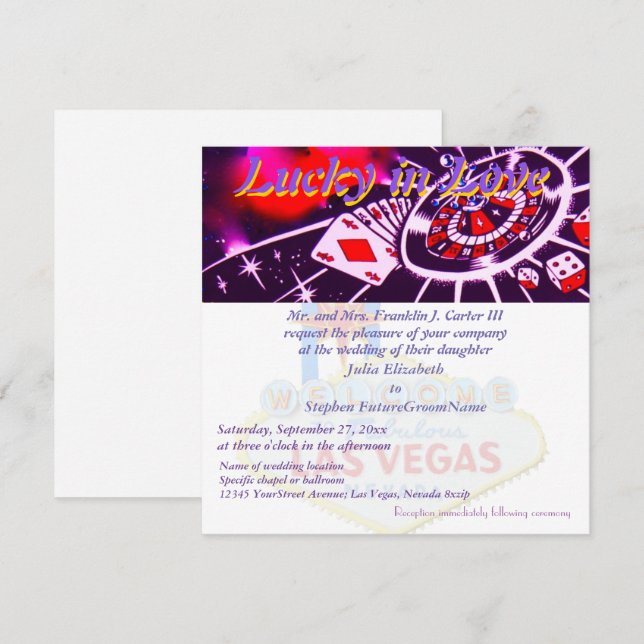 Lucky in Love Las Vegas Wedding Invitation (Front/Back)