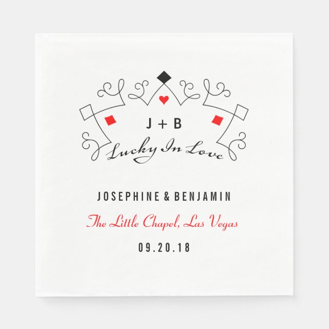 Lucky In Love Las Vegas Wedding Napkin (Front)