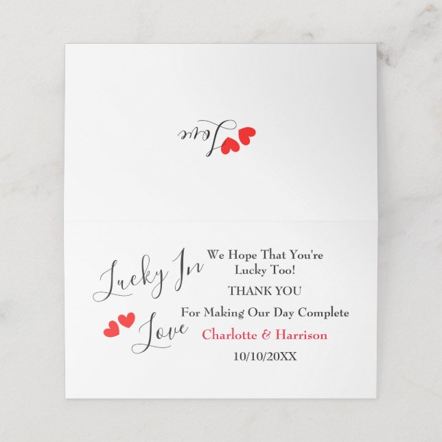 Lucky In Love Lottery Ticket Holder Place Card (Outside Unfolded)