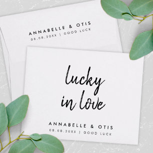 Lucky in Love   Minimalist Wedding Lottery Ticket Envelope