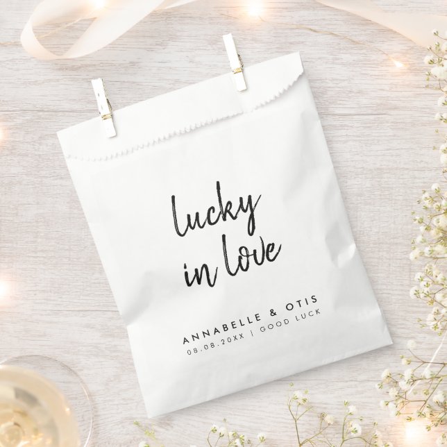 Lucky in Love | Minimalist Wedding Lottery Ticket Favour Bags (Clipped)