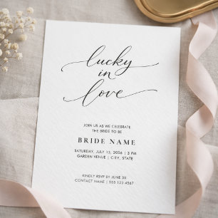 Lucky in Love   Modern Minimalist Bridal Shower Invitation